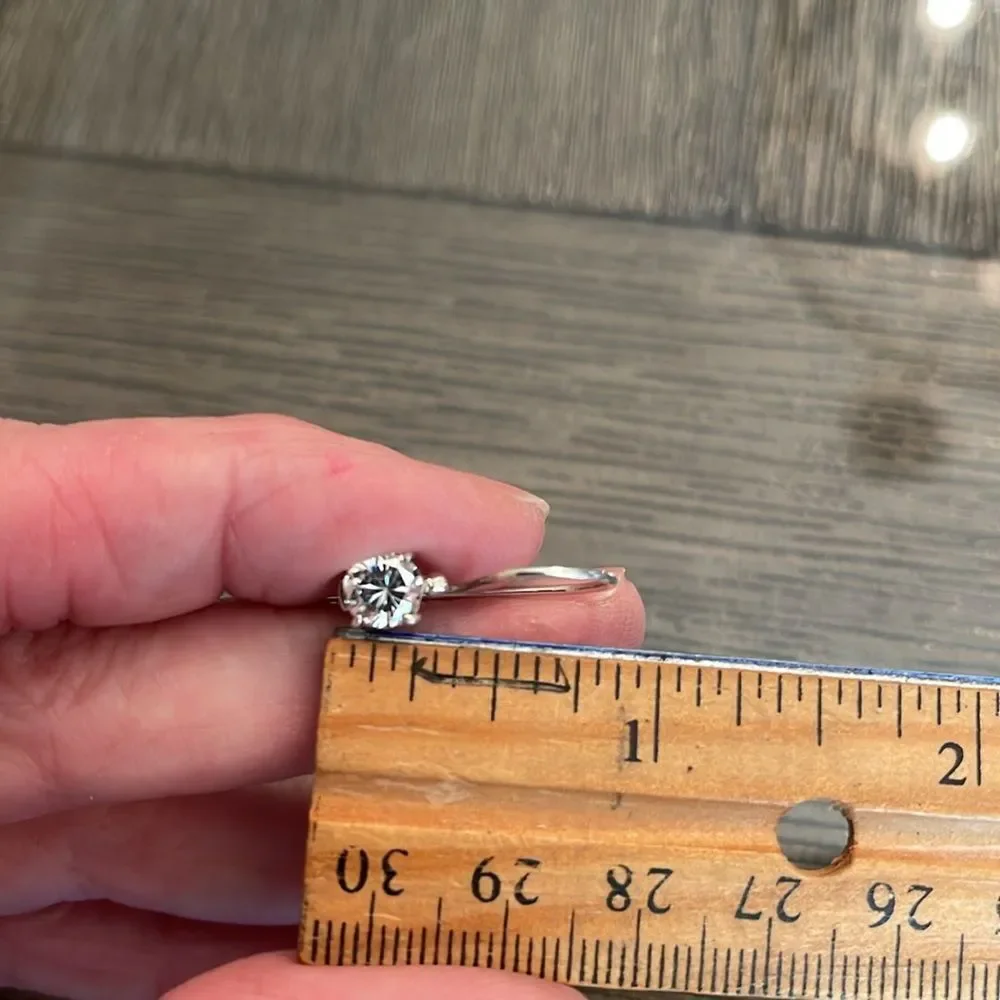 Vintage Sterling Silver Wire CZ Earrings